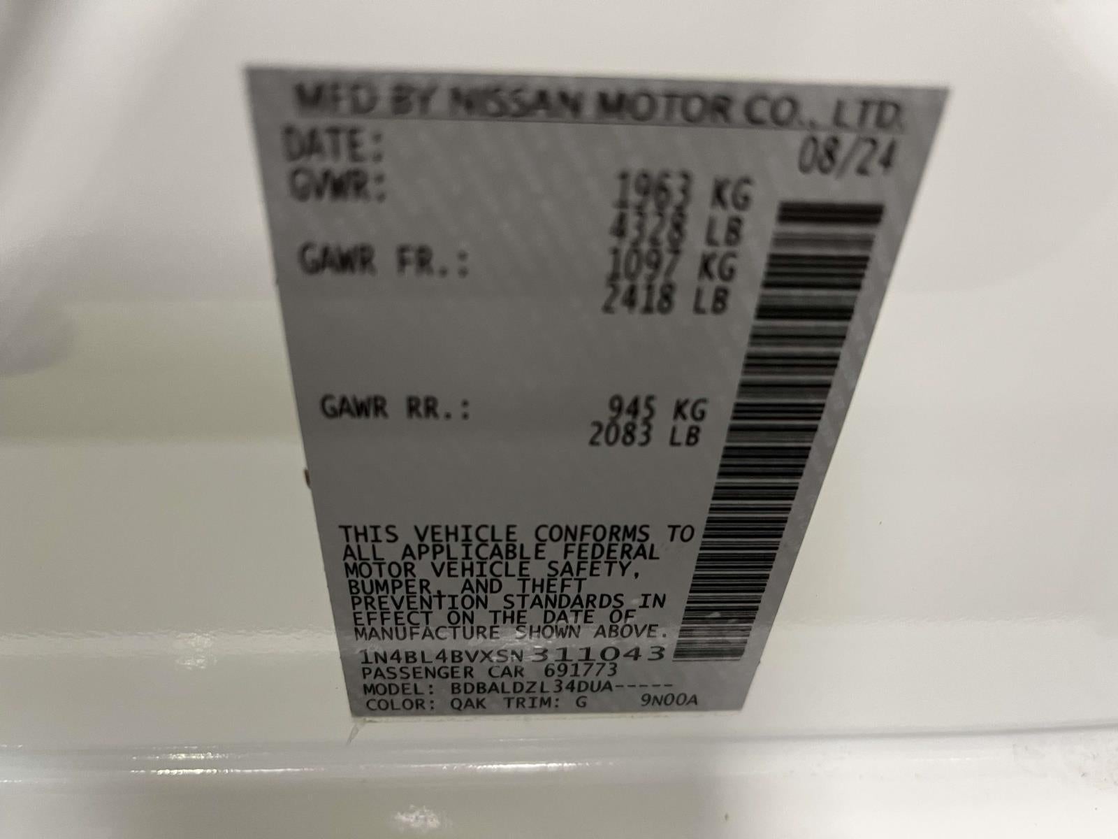 2025 Nissan Altima S FWD