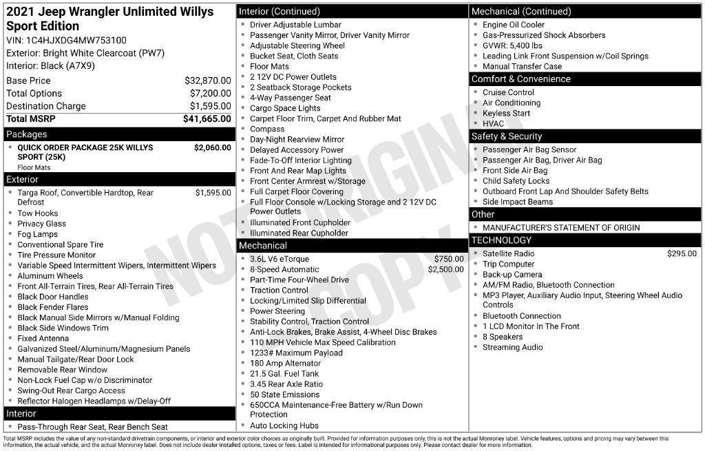 2021 Jeep Wrangler Unlimited Willys Sport 4x4