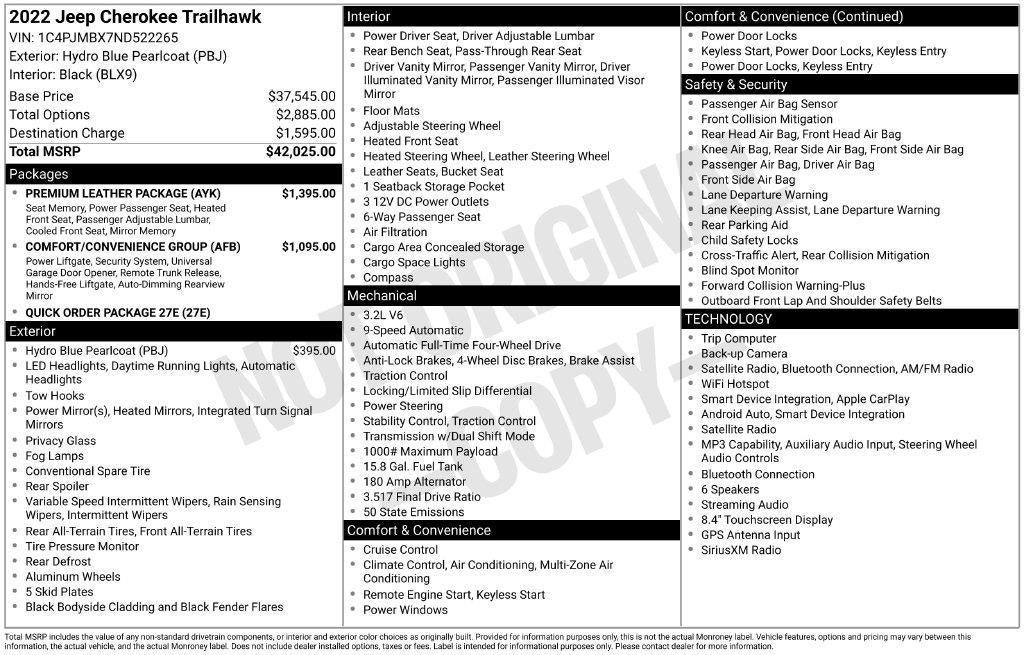 2022 Jeep Cherokee Trailhawk 4x4