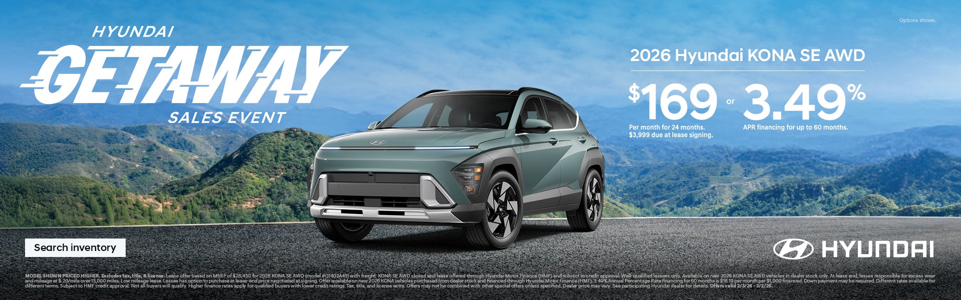 2026 Hyundai Kona Eastern APR or Lease Offer