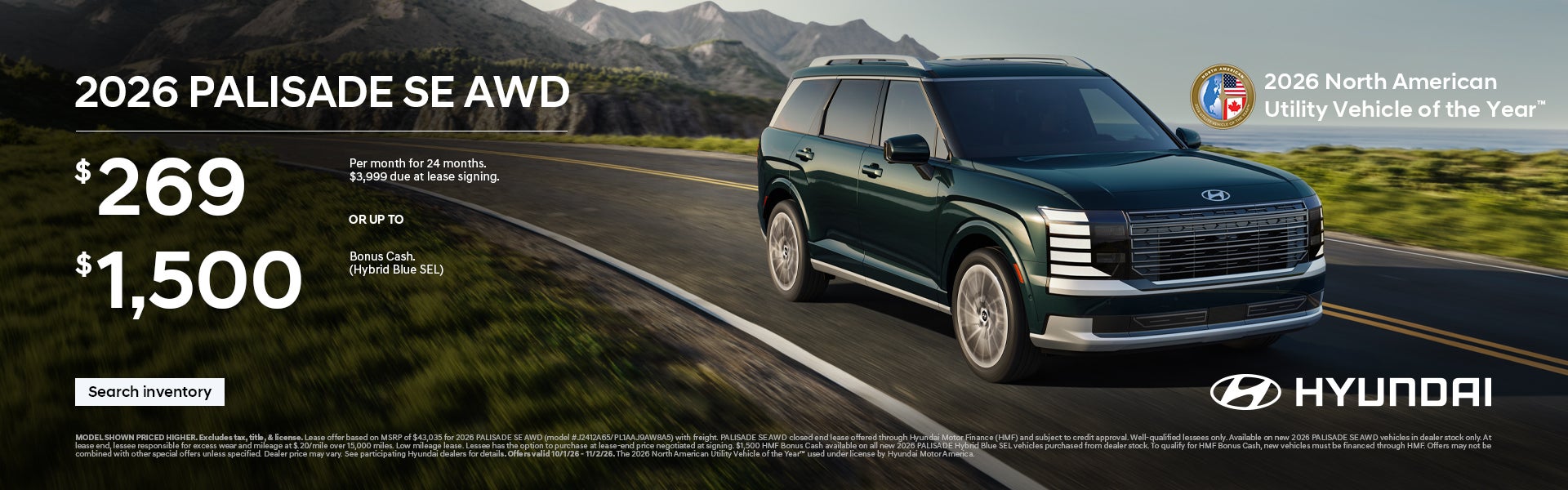 $269/24/$3,999 Lease or $1,500 Bonus Cash